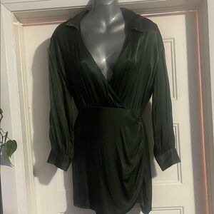 Zara Deep Green Satin Blouse